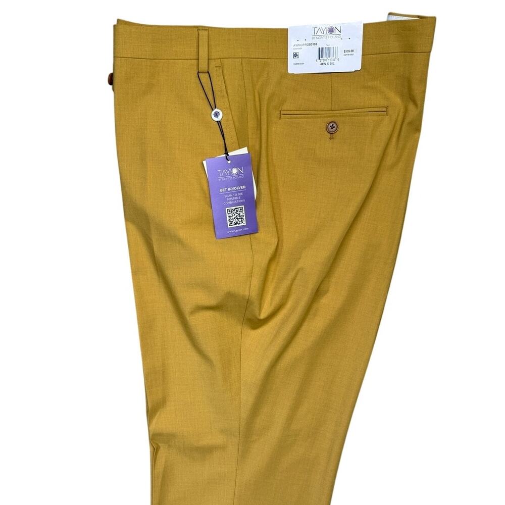 Tayion Collection Men's Classic-Fit Solid Suit Pants Gold 44x30 $135